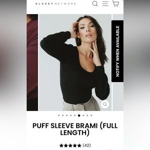Puff Sleeve Brami (Full Length) Size L Black